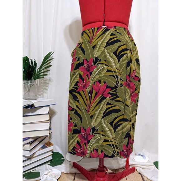 INTRIGING THREADS Floral Knee-Length Wrap Skirt With Attached Sash, Size 6 - Picture 2 of 8